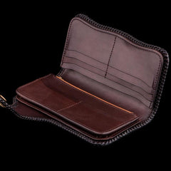 mens tooled leather wallet​ Tooled Leather Wallet Eagle Biker Chain Wallets Cool Leather Wallet With Chain Wallet for Men