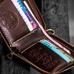 Handmade Leather Tooled Eagle Mens Small Wallet Cool Leather Wallet billfold Wallet for Men