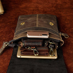 Mens Leather Small COURIER BAG Side Bag Waist Pouch Holster Belt Case Belt Pouch for Men