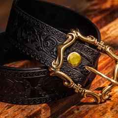 Handmade Black Leather Mens Belts Custom Cool Leather Men Belt for Men