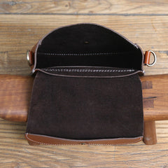 Cute White LEATHER Flip Side Bag Handmade WOMEN Saddle Phone Crossbody BAG Purse FOR WOMEN