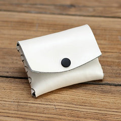 Cute Leather Card Holders White Women Coin Wallets Handmade Card Wallet For Women