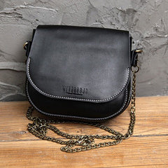 Cute White LEATHER Flip Chain Side Bag Handmade WOMEN Saddle Phone Crossbody BAG Purse FOR WOMEN