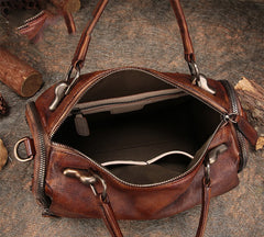 Black Gray Vintage Womens Leather Handbag Purse - Chain Detail