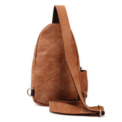 Cool Camel Leather Chest Bag Sling Bag Sling Crossbody Bags For Men