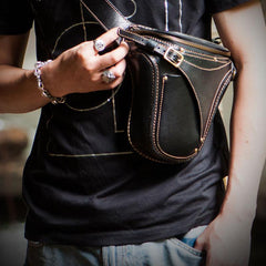 Leather Belt Pouch Mens Small Cases Waist Bags Hip Pack Belt Bags for Men