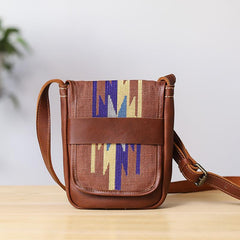 Embroidered Leather Mens Womens Mini Shoulder Bag Side Bag Messenger Bag for Men