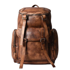 Cool Brown Leather Mens Backpack Large Brown Travel Backpack Hiking Backpack for men