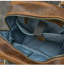 best large backpack for travel​ Vintage Brown Large Leather Backpack Men 16