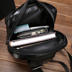 Cool Leather Mens Sling Bag Sling Shoulder Bag Sling Backpacks Chest Bag for men