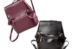 Handmade Leather backpack bag shoulder bag red black women leather purse - EverHandmade