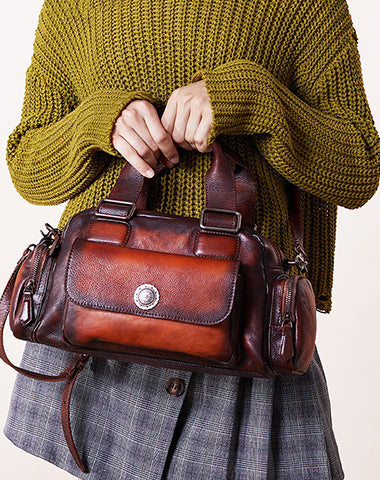 Handmade Green Leather Womens Vintage Handbag Best Shoulder Bag Vintage Crossbod FDS04981040