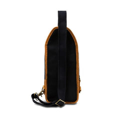 Black Canvas Leather Sling Backpack Men's Sling Bag Chest Bag Canvas One shoulder Backpack For Men