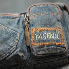 Cool Denim Blue Mens Small Fanny Pack Waist Bag Blue Chest Bag Hip Bag Bum Bags For Men