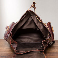 Vintage Brown Leather Men's Backpack 14'' Computer Backpacks Travel Backpack For Men