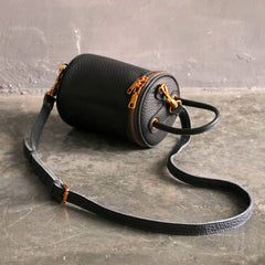 Cute LEATHER WOMEN Barrel Bag Small Bucket Purse Handbag SHOULDER Purses FOR WOMEN