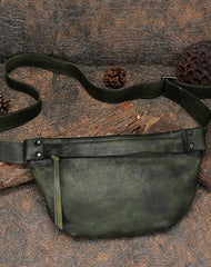 Vintage Women Leather Waist Bag Fanny Pack - Open View