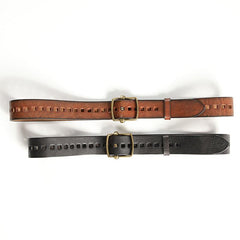 Genuine Leather Black Hollow Fashion Belt Khaki Belt Brown Long Belt Slim Belt for Men