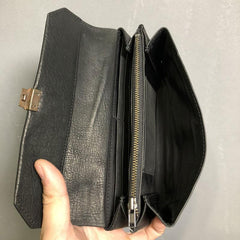 Handmade Genuine Leather Mens Cool Long Leather Wallet Phone Wallet Clutch Wallet for Men