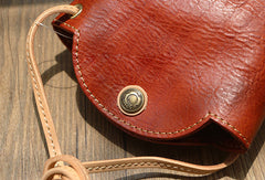 Vintage Womens Brown Leather Shoulder Bucket Bag - Card Slots Detail