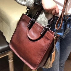 Black Vintage Womens Leather Handbag Brown Small Handbag Tote Shopper Purse