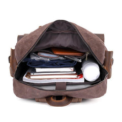 Cool Leather Mens 14 inches Brown Backpack Large Cool Vintage Large Travel Backpack for Men