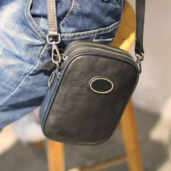 Leather Zip Shoulder Bag Small Square Crossbody Bag - Annie Jewel