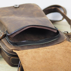 Cool Leather Mens Small Messenger Bag Side Bag Small Vintage Shoulder Bag for Men