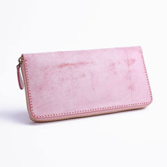 Gray Pink Womens Leather Zipper Long Wallet Phone Long Clutch Wallet for Women