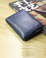 Cute Women Slim Black Leather Mini Zip Coin Wallet Billfold Small Zip Change Wallet For Women