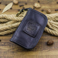 Brown Leather Men's Key Wallet Car Key Case Black Leather Key Holder For Men