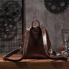 Vintage Mens Coffee Leather Backpack Travel Backpack Leather School Backpacks for Men