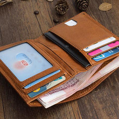 Cool Leather Mens Slim Leather billfold Wallet Men Small Bifold Wallets for Men