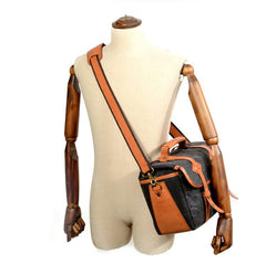 Cool Waxed Canvas Leather Mens Casual Messenger Bag DSLR Camera Bag Side Bag For Men