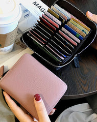 Cute Women Green Leather Card Holders Small Zip Card Wallet Card Holders Wallet For Women