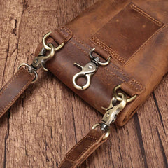 Cool Brown Leather Mens Mini Shoulder Bag Belt Pouch Waist Bag For Men