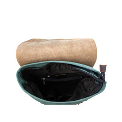 Fashion Canvas Leather Womens Army Green Backpack School Backpack Canvas Travel Backpack For Men