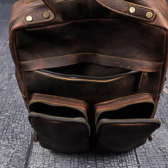 Cool Mens Leather Backpack Vintage Travel Backpack School Backpack for men