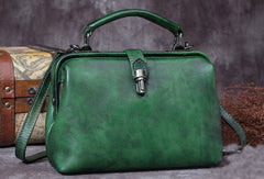 Handmade Coffee&Tan Leather Handbag Vintage Doctor Bag Shoulder Bag Purse For Women