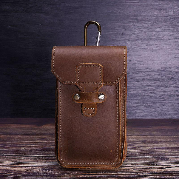 Black Leather Cell Phone Holster Mens Belt - Back View