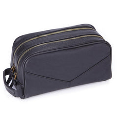 Casual Black Leather Men's Wristlet Bag Double Zipper Clutch Bag For Men