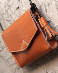 Cute Black LEATHER Flip Side Bag Handmade WOMEN Envelope Crossbody BAG Purse FOR WOMEN