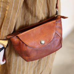 Small Brown Leather Crossbody Bag - Annie Jewel