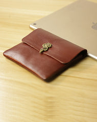 Cute Women Brown Leather Mini Coin Wallet Love Bird Change Wallet For Women