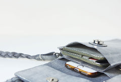 Handmade leather gray purse phone bag shoulder bag cossbody bag purse women - EverHandmade