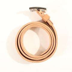 Genuine Leather Vintage Simple Leather Belt Mens - Card Slots Detail
