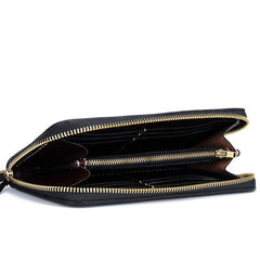 Handmade Leather Carp Mens Zipper Biker Wallet Cool Leather Chain Wallet Long Tooled Wallets for Men