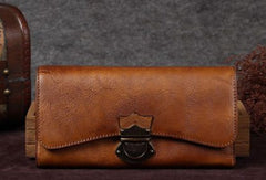Genuine Leather Trifold Wallet Long Wallet Purse For Men Women