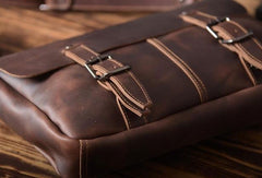 Handmade leather men Briefcase messenger vintage shoulder laptop bag vintage bag - EverHandmade