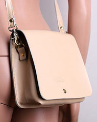 Cute Brown LEATHER Square Side Bag Handmade WOMEN Phone Crossbody BAG Purse FOR WOMEN